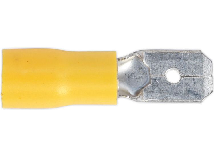 Sealey YT15 Push-On Terminal 6.3mm Male Yellow Pack of 100