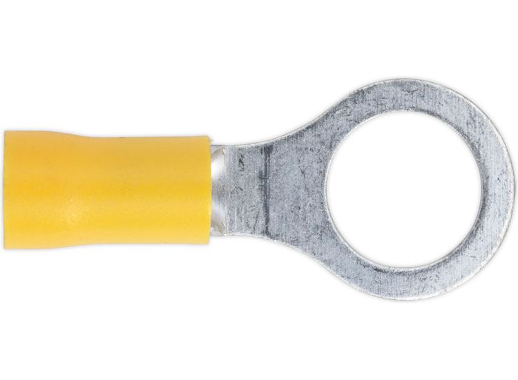 Sealey YT16 Easy-Entry Ring Terminal &amp;#8709;10.5mm (3/8") Yellow Pack of 100