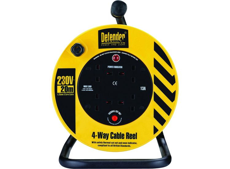 Defender 1.25mm 20M Light Industrial Cable Reel 240V