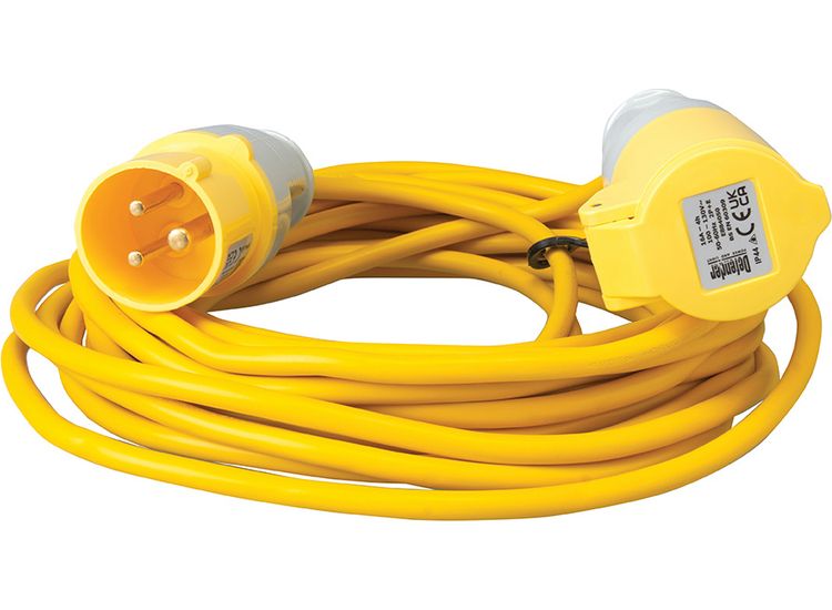 Defender 10M Extension Lead - 16A 1.5mm Cable - Yellow 110V