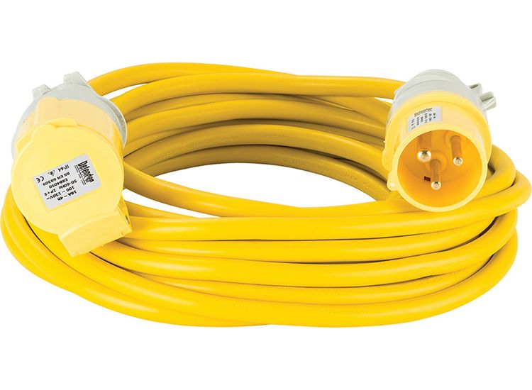 Defender 10M Extension Lead - 16A 2.5mm Cable - Yellow 110V
