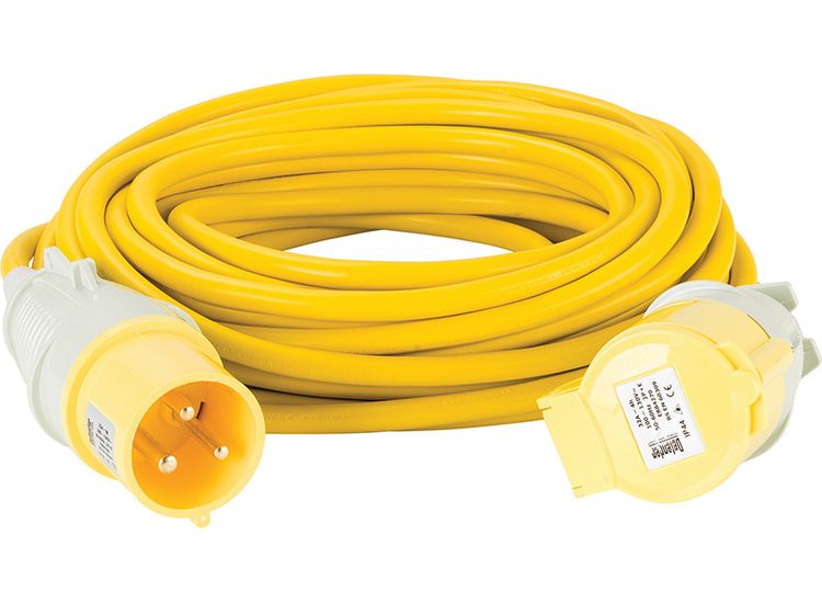 Defender 14M Extension Lead - 32A 4mm Cable - Yellow 110V