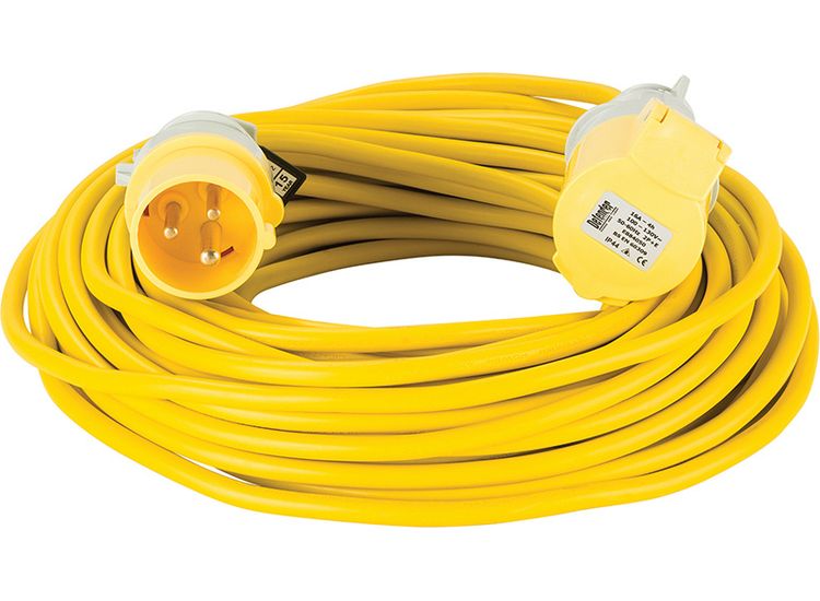 Defender 25M Extension Lead - 16A 1.5mm Cable - Yellow 110V