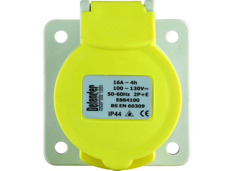 Defender 16A Panel Socket - Yellow 110V
