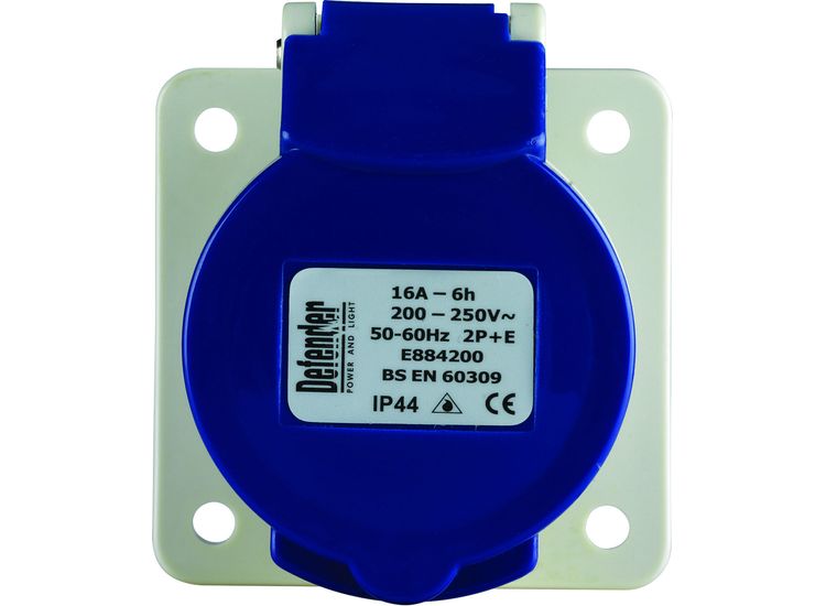 Defender 16A Panel Socket - Blue 240V